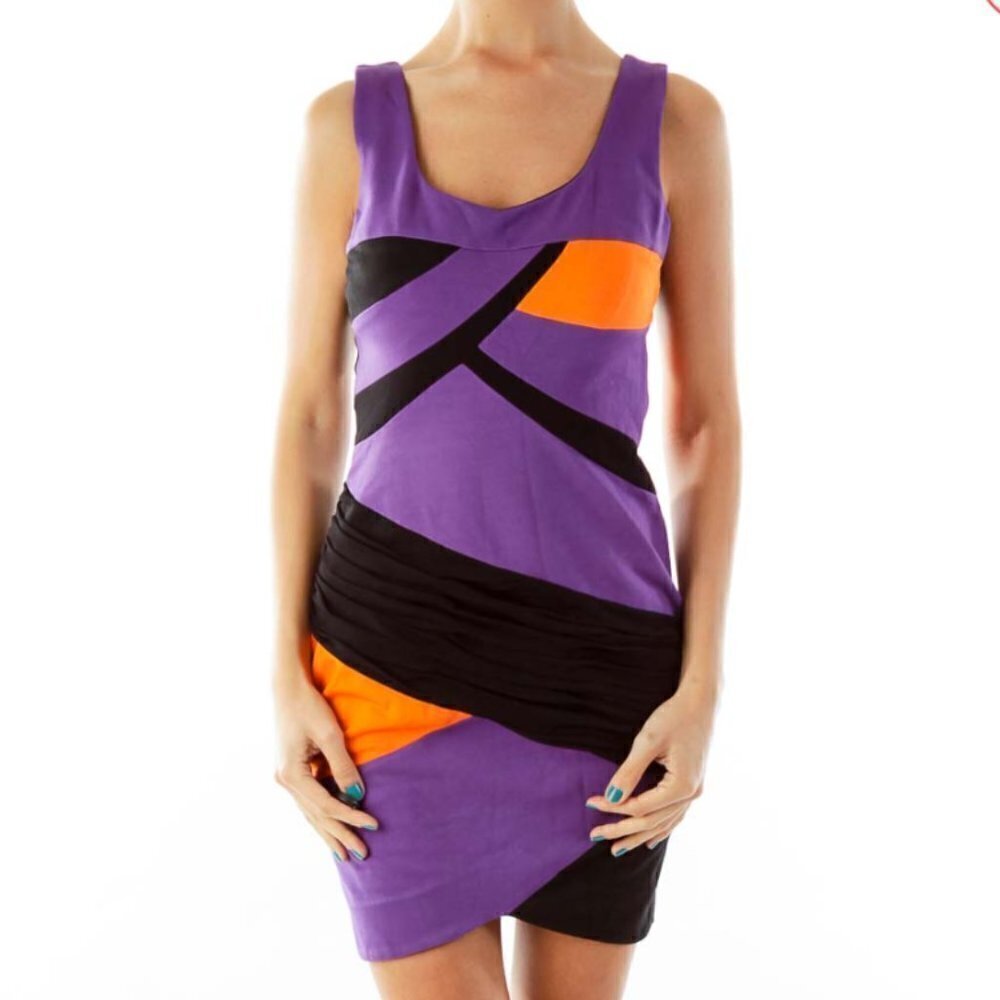 Renvy Black & Purple Fitted Dress